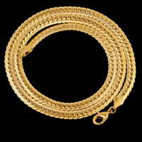 Collar de cadena de latón, metal, chapado en oro de 18 K, para hombre, libre de plomo & cadmio, 6mm, Vendido para aproximado 23.5 Inch Sarta