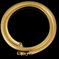 Brass Chain Necklace, 18K gold plated, herringbone chain & for man, lead & cadmium free, 6mm, Sold Per Approx 23.5 Inch Strand