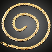 Brass Chain Necklace, 18K gold plated, serpentine chain & for man, lead & cadmium free, 5mm, Sold Per Approx 19.5 Inch Strand