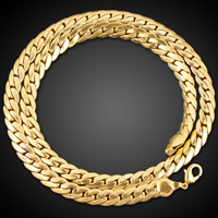 Brass Chain Necklace 18K gold plated curb chain & for man lead & cadmium free 9mm Sold Per Approx 23.5 Inch Strand