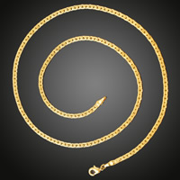 Mässing Chain Necklace, 18K guldpläterad, för kvinna, leda & kadmiumfri, 3mm, Såld Per Ca 19.5 inch Strand