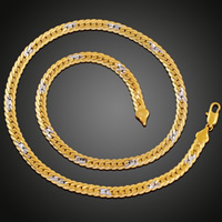 Messingkette Halskette, Messing, plattiert, für Frau & zweifarbig, frei von Blei & Kadmium, 6mm, verkauft per ca. 19.5 ZollInch Strang