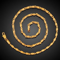Mässing Chain Necklace, 18K guldpläterad, Unisex & valentino kedja, leda & kadmiumfri, 4mm, Såld Per Ca 23.5 inch Strand