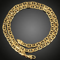 Brass αλυσίδα κολιέ, Ορείχαλκος, 18K επίχρυσες, για άνδρες και γυναίκες & mariner αλυσίδα, μόλυβδο \x26amp; κάδμιο ελεύθεροι, 6mm, Sold Per Περίπου 20 inch Strand