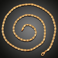 Collier chaîne en laiton, Plaqué d'or 18K, pour femme, sans plomb et cadmium, 3mm, Vendu par Environ 23.5 pouce brin