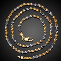 Messingkette Halskette, Messing, plattiert, unisex & zweifarbig, frei von Blei & Kadmium, 2mm, verkauft per ca. 23.5 ZollInch Strang