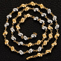 Messingkette Halskette, Messing, plattiert, für Frau & zweifarbig, frei von Blei & Kadmium, 5mm, verkauft per ca. 17.5 ZollInch Strang