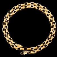 Mässing Chain Necklace, 18K guldpläterad, Unisex & rektangel kedja, leda & kadmiumfri, 3mm, Såld Per Ca 21.5 inch Strand