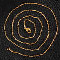 Messingkette Halskette, Messing, 18 K vergoldet, unisex & Oval-Kette, frei von Blei & Kadmium, 1mm, verkauft per ca. 21.5 ZollInch Strang