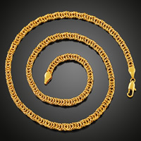 Collar de cadena de latón, metal, chapado en oro de 18 K, unisexo & cadena de trigo, libre de plomo & cadmio, 4mm, Vendido para aproximado 19.5 Inch Sarta