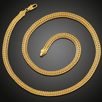 Collar de cadena de latón, metal, chapado en oro de 18 K, unisexo & cadena de trigo, libre de plomo & cadmio, 6mm, Vendido para aproximado 19.5 Inch Sarta