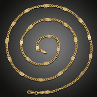 Mässing Chain Necklace, 18K guldpläterad, blomma snitt & tvinna oval kedja & för kvinna, leda & kadmiumfri, 4mm, Såld Per Ca 23.5 inch Strand