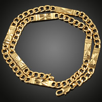 Mässing Chain Necklace, 18K guldpläterad, Unisex & blomma snitt, leda & kadmiumfri, 6mm, Såld Per Ca 23.5 inch Strand