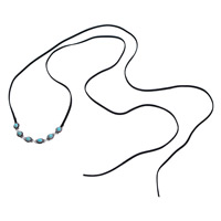 Mode Choker halsband, Velveteen Cord, med turkos & Zink Alloy, för kvinna, svart, nickel, bly och kadmium gratis, Såld Per Ca 210 inch Strand