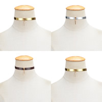 Mode-Halskette, PU Leder, mit Zinklegierung, Eisen Karabinerverschluss, mit Verlängerungskettchen von 3.93inch, goldfarben plattiert, für Frau, keine, frei von Nickel, Blei & Kadmium, 10mm, verkauft per ca. 11 ZollInch Strang
