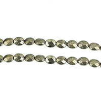 Goldene Pyrit Perlen, flachoval, natürlich, verschiedene Größen vorhanden & facettierte, Bohrung:ca. 1mm, Länge:ca. 16 ZollInch, verkauft von Menge