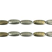 Golden Pyrite Beads, Flat Oval, natural, 25x10x5.50mm, Hole:Approx 1mm, Length:Approx 16 Inch, 3Strands/Lot, Approx 16PCs/Strand, Sold By Lot