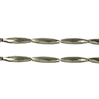 Golden Pyrite Beads, Oval, natural, faceted, 30x7x7mm, Hole:Approx 1.2mm, Length:Approx 15.5 Inch, 3Strands/Lot, Approx 13PCs/Strand, Sold By Lot
