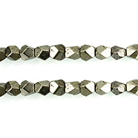Golden Pyrite Beads, natural, faceted, 6x6x6mm, Hole:Approx 1mm, Length:Approx 16 Inch, 3Strands/Lot, Approx 65PCs/Strand, Sold By Lot