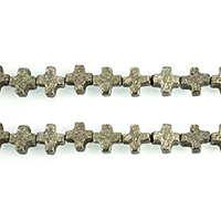 Golden Pyrite Beads, Cross, natural, different size for choice, Hole:Approx 1mm, Length:Approx 16 Inch, Sold By Lot