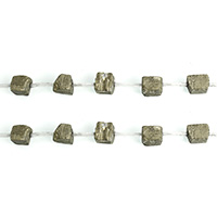 Golden Pyrite Beads, natural, 8-10mm, Hole:Approx 1mm, Length:Approx 16 Inch, 3Strands/Lot, Approx 18PCs/Strand, Sold By Lot