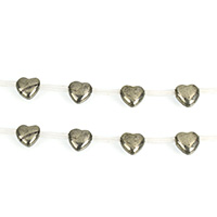 Golden Pyrite Beads, Heart, natural, 9x8mm, Hole:Approx 1mm, Length:Approx 15.5 Inch, 3Strands/Lot, Approx 20PCs/Strand, Sold By Lot