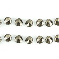 Golden Pyrite Beads, Teardrop, natural, faceted, 10x10mm, Hole:Approx 1x1.5mm, Length:Approx 16 Inch, 3Strands/Lot, Approx 33PCs/Strand, Sold By Lot