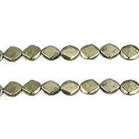 Golden Pyrite Helmi, Flat Oval, luonnollinen, erikokoisia valinnalle & kasvot, Reikä:N. 1mm, Pituus N. 15.5 tuuma, Myymät erä