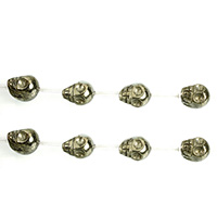 Golden Pyrite Beads, Skull, natural, 13x10x12mm, Hole:Approx 1mm, Length:Approx 15.5 Inch, 3Strands/Lot, Approx 17PCs/Strand, Sold By Lot