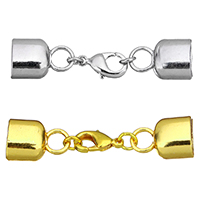 Brass Lobster Claw Cord Clasp, plated, with bead tip, more colors for choice, 55.5mm, 12.5x19x8.5mm, Inner Diameter:Approx 10x6mm, 30Sets/Lot, Sold By Lot