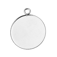 Stainless Steel Pendant Setting, Flat Round, original color, 26x30.50x1.50mm, Hole:Approx 3mm, Inner Diameter:Approx 25mm, 300PCs/Lot, Sold By Lot