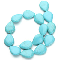 turchese sintetico perla, Lacrima, blu, 21x27x8mm, Foro:Appross. 1.5mm, Appross. 14PC/filo, Venduto per Appross. 15.5 pollice filo