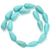 Synthetische Türkis Perle, Tropfen, blau, 12x25mm, Bohrung:ca. 1.5mm, ca. 16PCs/Strang, verkauft per ca. 15.5 ZollInch Strang