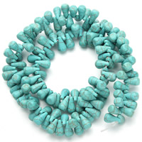Synthetische Türkis Perle, Tropfen, blau, 6x11mm, Bohrung:ca. 1.5mm, ca. 100PCs/Strang, verkauft per ca. 15.5 ZollInch Strang