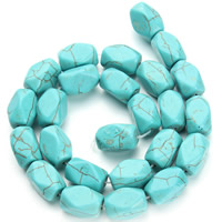 Synthetische Türkis Perle, Twist, blau, 13x16mm, Bohrung:ca. 1.5mm, ca. 25PCs/Strang, verkauft per ca. 15.5 ZollInch Strang
