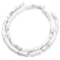 Synthetische Türkis Perle, Zylinder, weiß, 4.5x13mm, Bohrung:ca. 1.5mm, ca. 30PCs/Strang, verkauft per ca. 15.5 ZollInch Strang