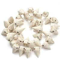 Synthetische Türkis Perle, Kegel, weiß, 10x15mm, Bohrung:ca. 1.5mm, ca. 40PCs/Strang, verkauft per ca. 15.5 ZollInch Strang