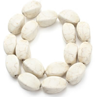 Synthetische Türkis Perle, Twist, weiß, 12x18mm, Bohrung:ca. 1.5mm, ca. 16PCs/Strang, verkauft per ca. 15.5 ZollInch Strang