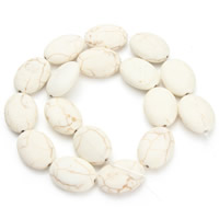 turchese sintetico perla, Ovale piatto, bianco, 18x24x7mm, Foro:Appross. 1.5mm, Appross. 16PC/filo, Venduto per Appross. 15.5 pollice filo