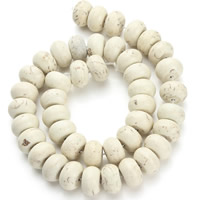 Synthetische Türkis Perle, Trommel, weiß, 14x8.5mm, Bohrung:ca. 1.5mm, ca. 46PCs/Strang, verkauft per ca. 15.5 ZollInch Strang