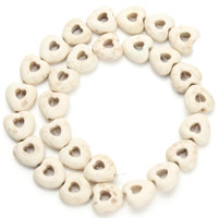Synthetische Türkis Perle, Herz, weiß, 15x15mm, Bohrung:ca. 1.5mm, ca. 24PCs/Strang, verkauft per ca. 15.5 ZollInch Strang