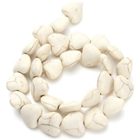 turchese sintetico perla, Cuore, bianco, 14x15x8mm, Foro:Appross. 1.5mm, Appross. 26PC/filo, Venduto per Appross. 15.5 pollice filo