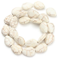 Synthetische Türkis Perle, Tropfen, weiß, 13x17x6.5mm, Bohrung:ca. 1.5mm, ca. 22PCs/Strang, verkauft per ca. 15.5 ZollInch Strang
