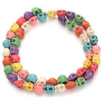 Synthetische Türkis Perle, Schädel, gemischte Farben, 8x6mm, Bohrung:ca. 1.5mm, ca. 50PCs/Strang, verkauft per ca. 15.5 ZollInch Strang