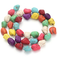 Synthetische Türkis Perle, Klumpen, gemischte Farben, 9x12mm, Bohrung:ca. 1.5mm, ca. 30PCs/Strang, verkauft per ca. 15.5 ZollInch Strang