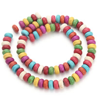 Synthetische Türkis Perle, Rondell, gemischte Farben, 8x4mm, Bohrung:ca. 1.5mm, ca. 98PCs/Strang, verkauft per ca. 15.5 ZollInch Strang
