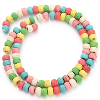 Synthetische Türkis Perle, Rondell, gemischte Farben, 6x4mm, Bohrung:ca. 1.5mm, ca. 98PCs/Strang, verkauft per ca. 15.5 ZollInch Strang