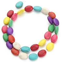 Turquoise Beads, Flat Oval, mixed colors, 14x10x6mm, Hole:Approx 1.5mm, Approx 26PCs/Strand, Sold Per Approx 15.5 Inch Strand