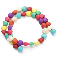 Synthetische Türkis Perle, Herz, gemischte Farben, 10x6mm, Bohrung:ca. 1.5mm, ca. 38PCs/Strang, verkauft per ca. 15.5 ZollInch Strang