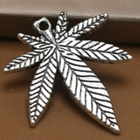 Tibetan Style Leaf Pendants, Maple Leaf, antique silver color plated, lead & cadmium free, 26x22mm, Hole:Approx 1.5mm, 100PCs/Bag, Sold By Bag
